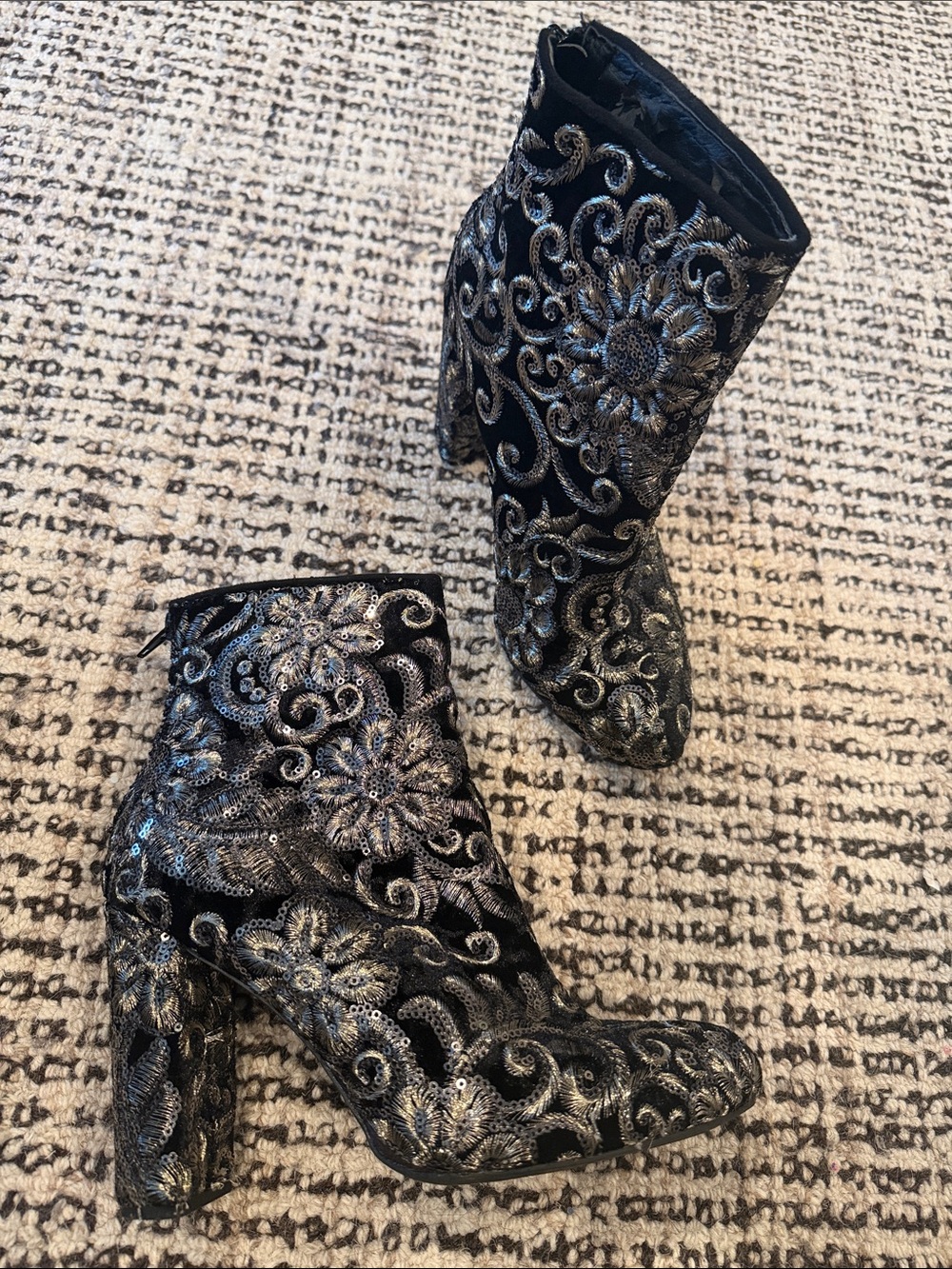 Embroidered Heel Booties
